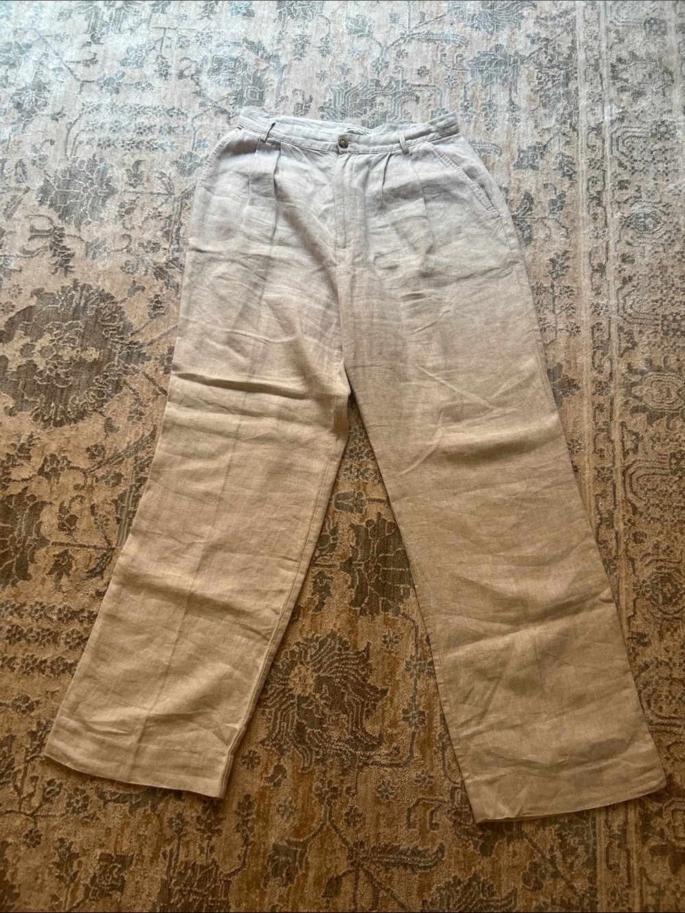 Reformation Beige Linen Trousers